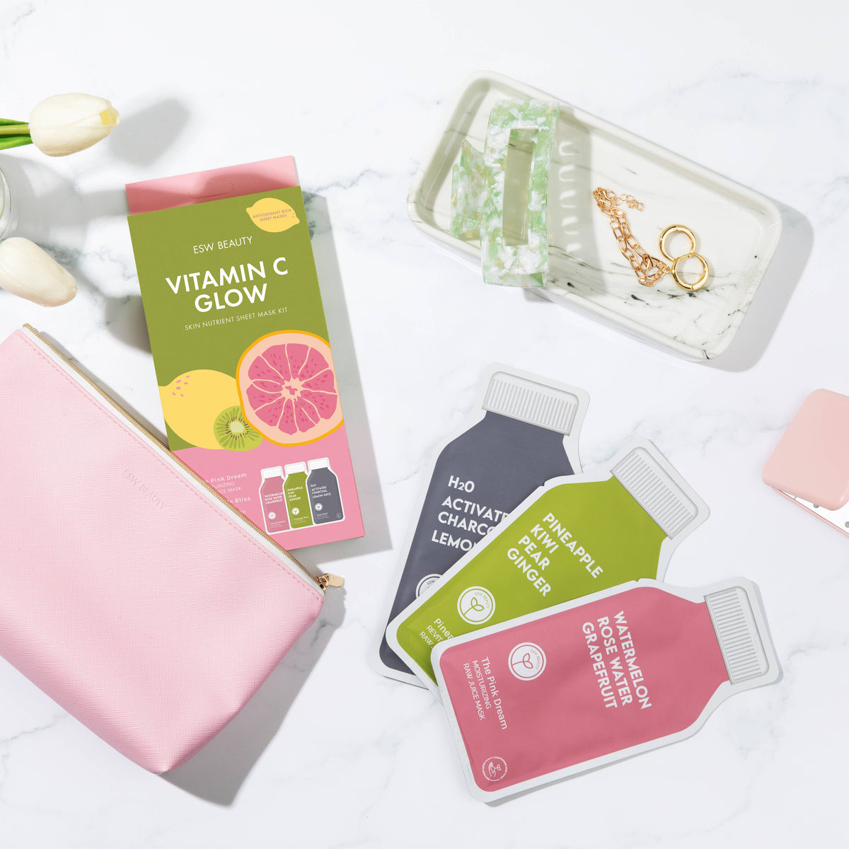 Vitamin C Glow Antioxidant Rich Sheet Mask Set - Awear