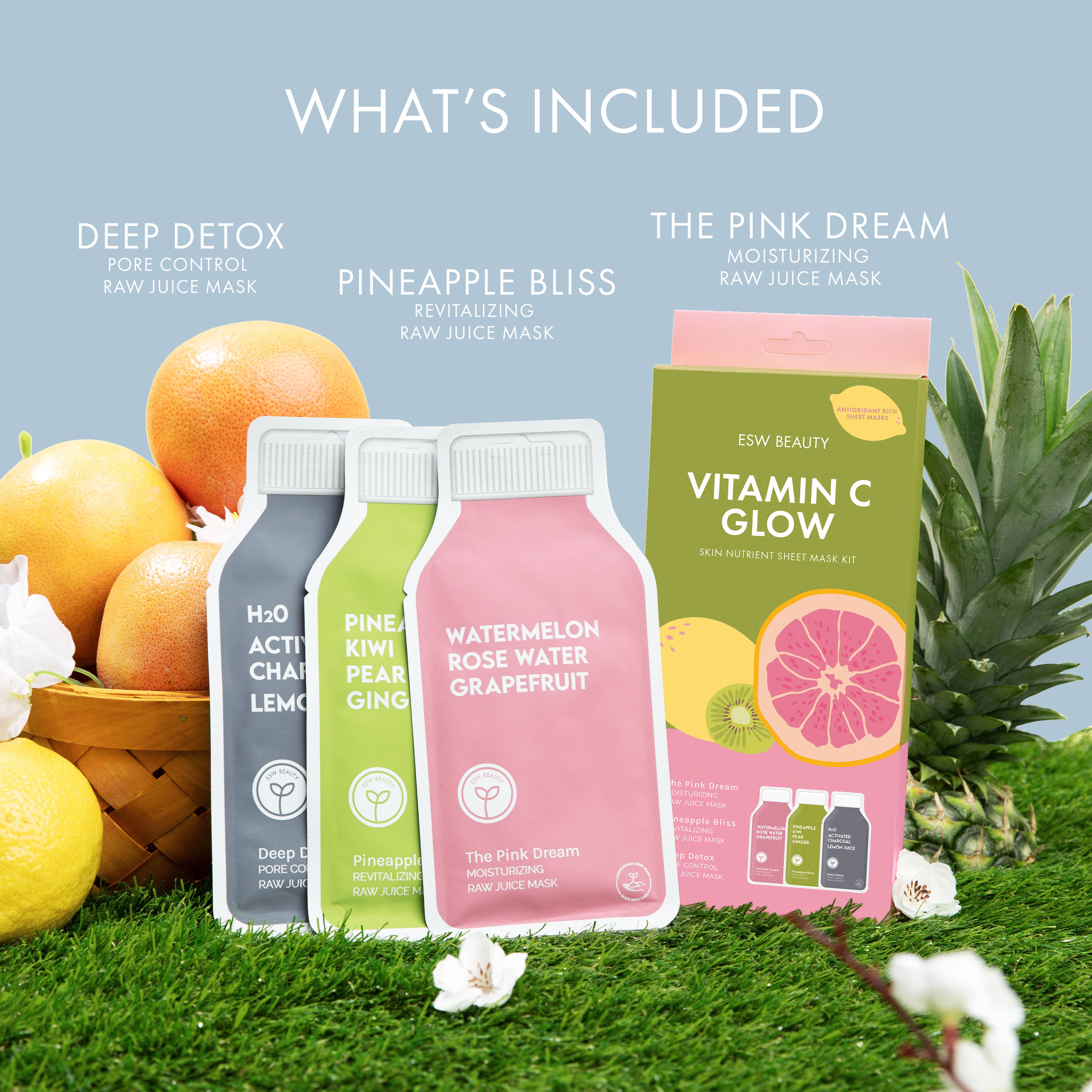Vitamin C Glow Antioxidant Rich Sheet Mask Set - Awear