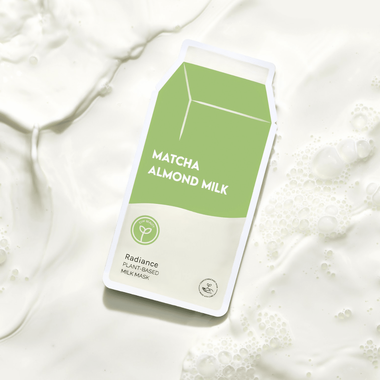 Matcha Almond Milk Radiance Plant-Based Milk Sheet Mask - Awear