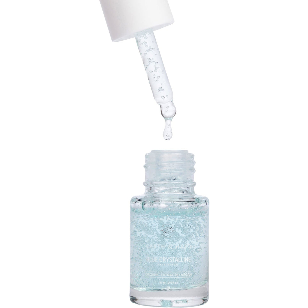 Blue Crystalline Face Serum dropper texture - Awear